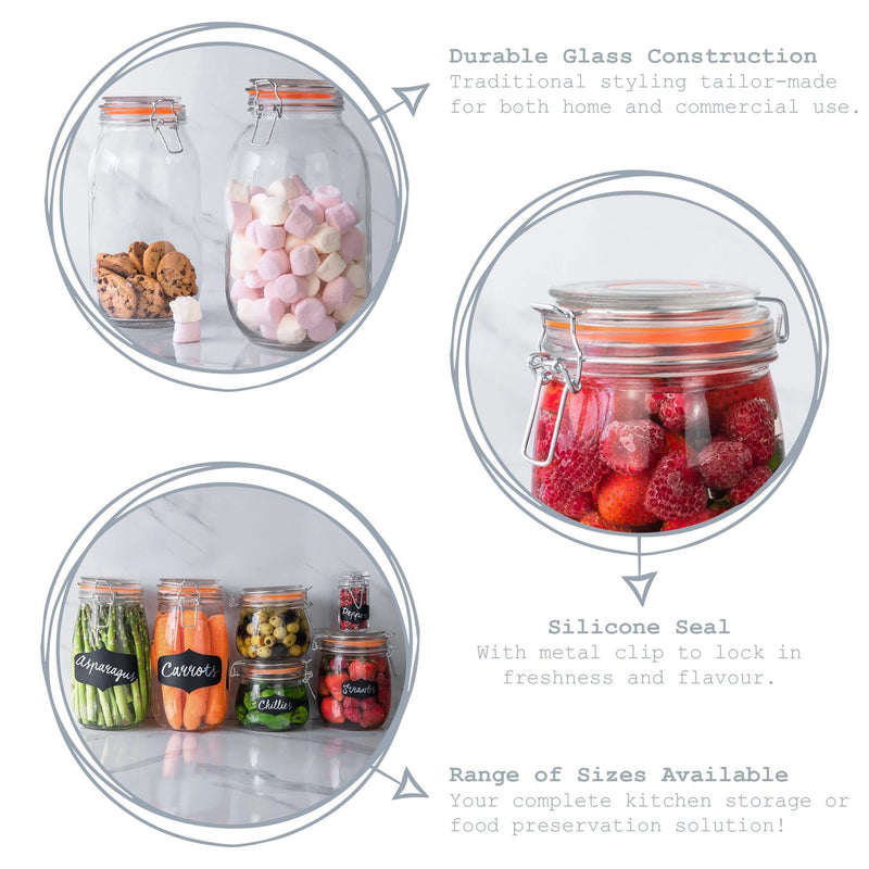 Argon Tableware Glass Storage Jar - 500ml - White Seal