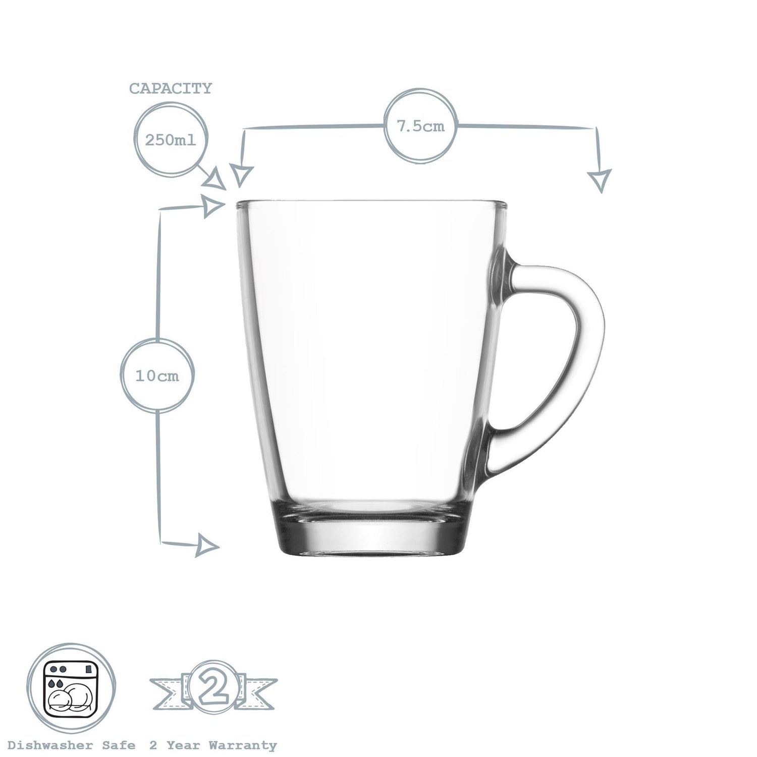 Vega Glass Coffee Mug - 250ml