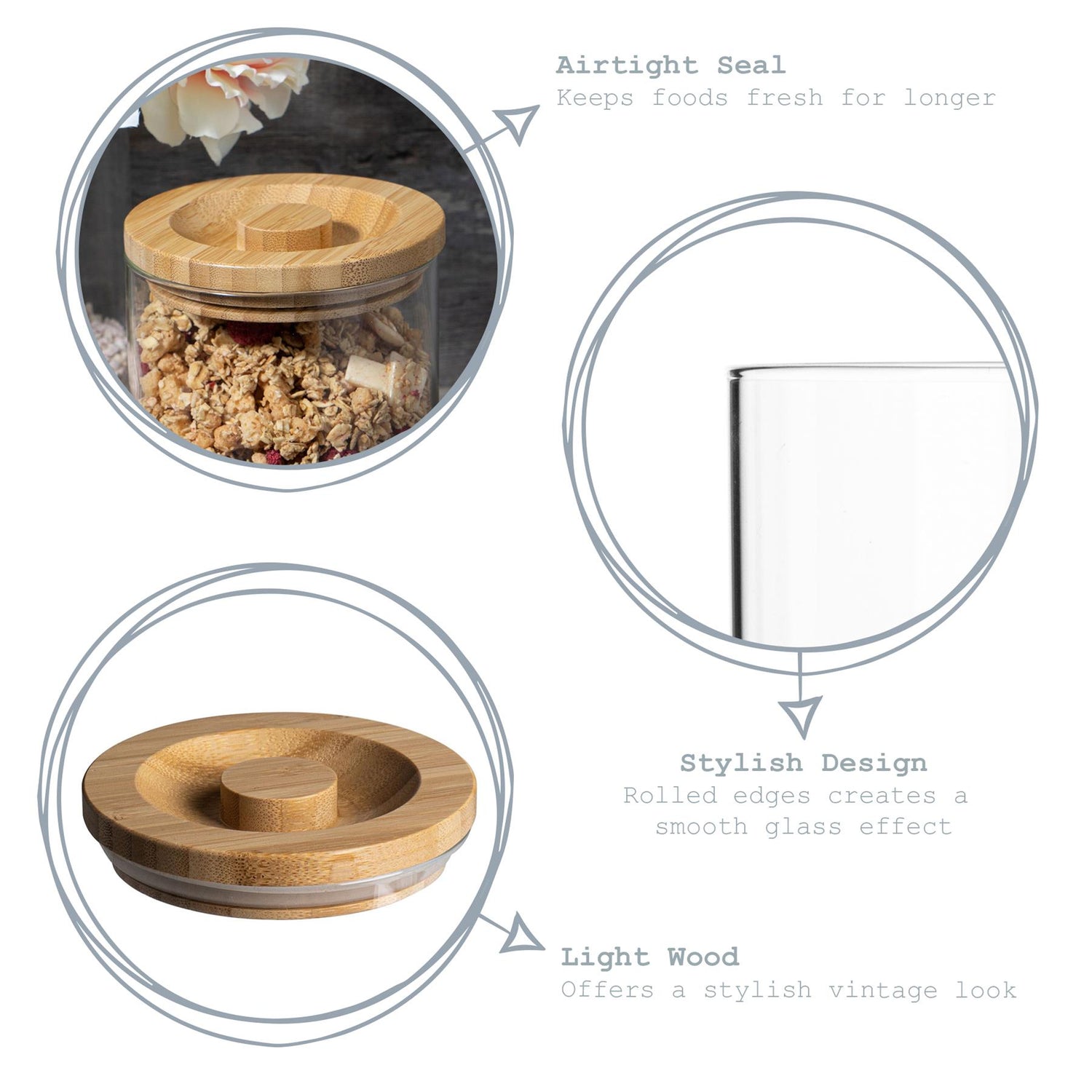 Glass Storage Jar with Wooden Lid - 550ml