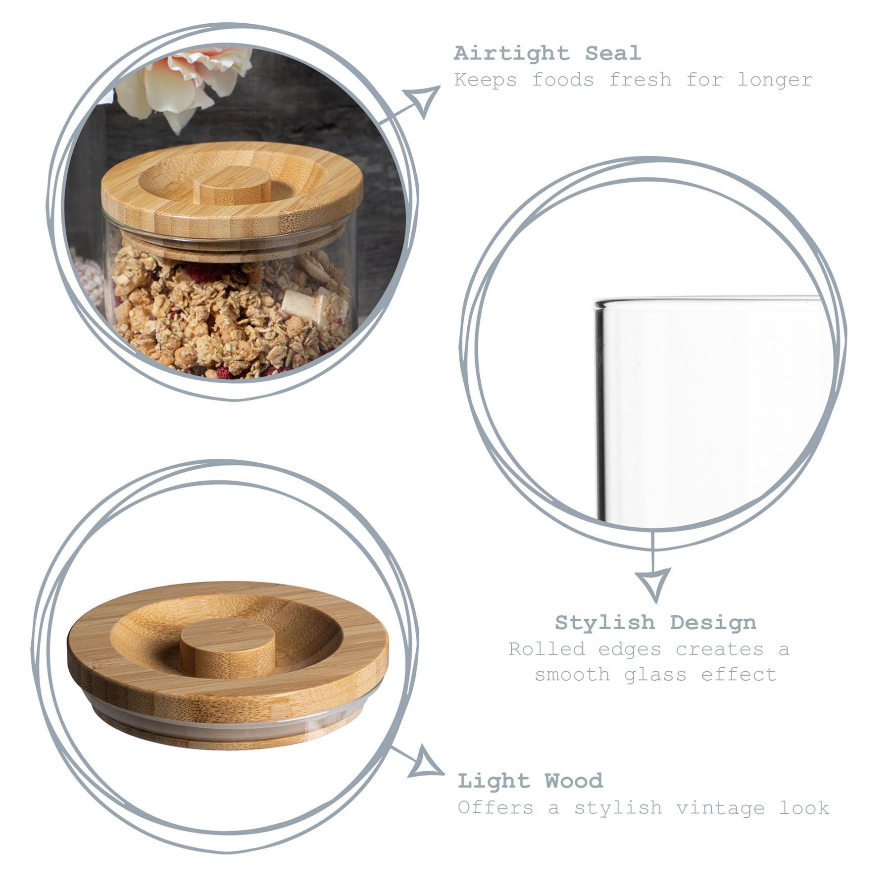 Glass Storage Jar with Wooden Lid - 550ml