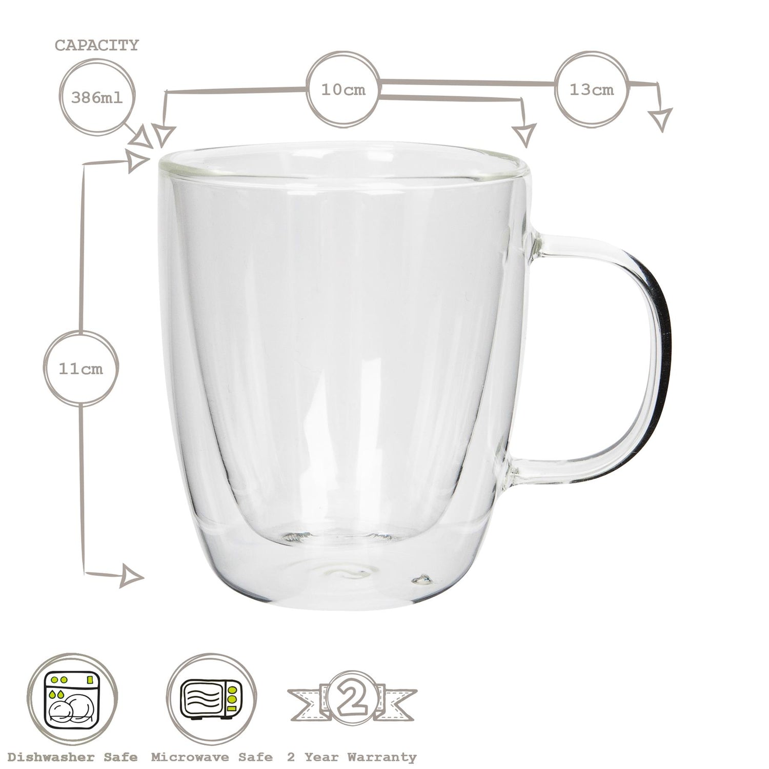 386ml Double-Walled Glass Coffee Cup