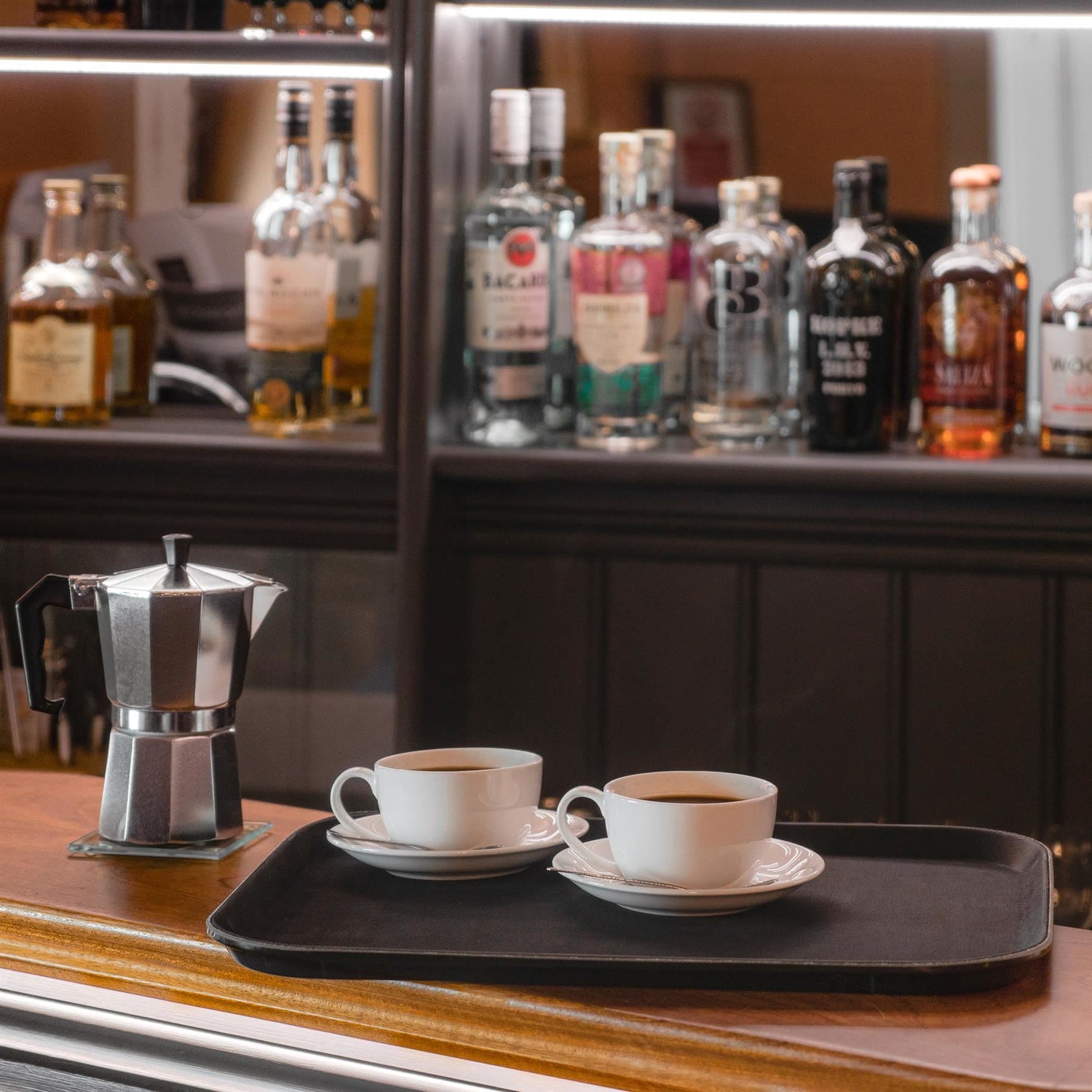 Black 40cm x 30cm Rectangle Non-Slip Serving Tray