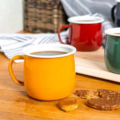 Coloured Enamel Belly Mug - 375ml - Yellow
