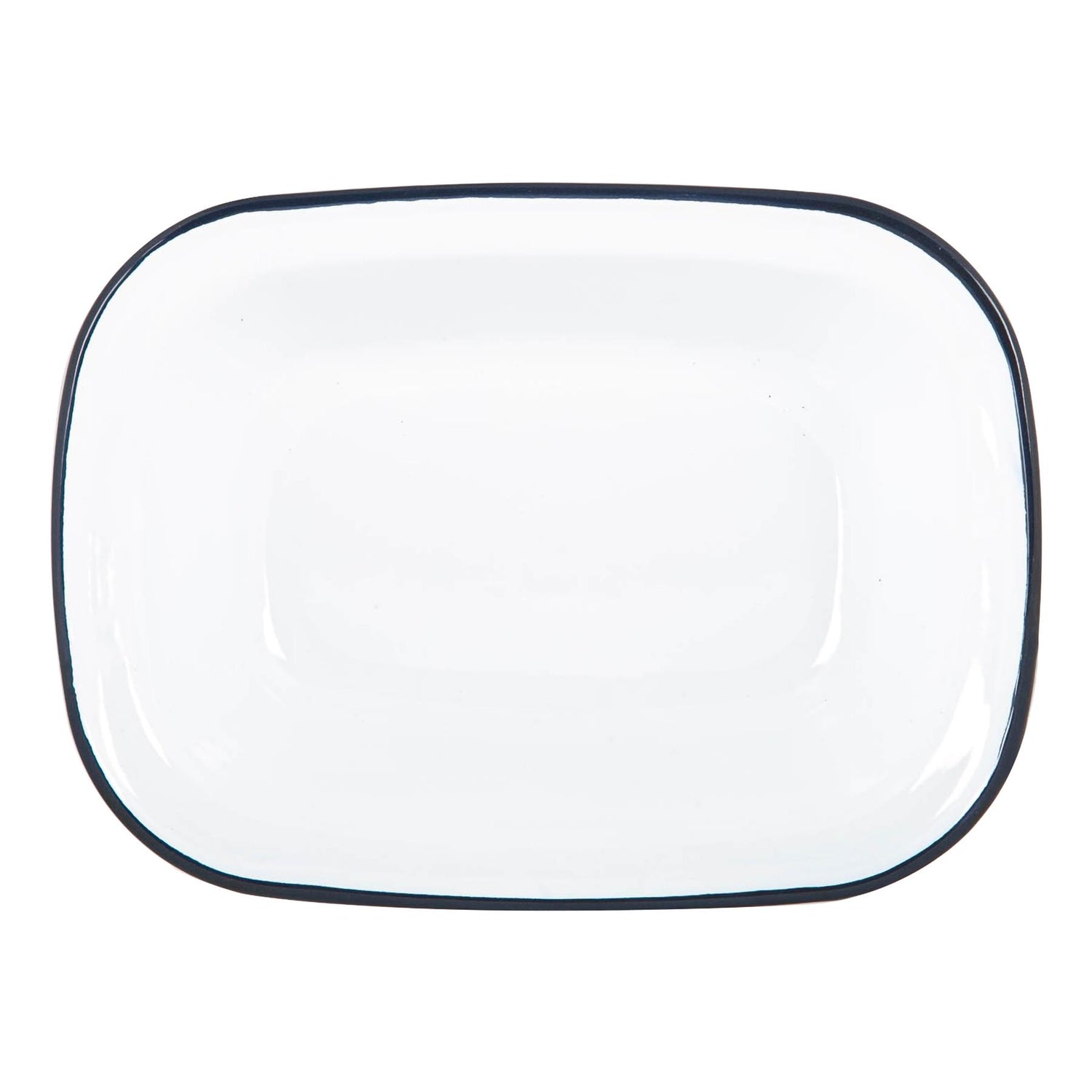 White Enamel Pie Dish - 25.5cm - Navy