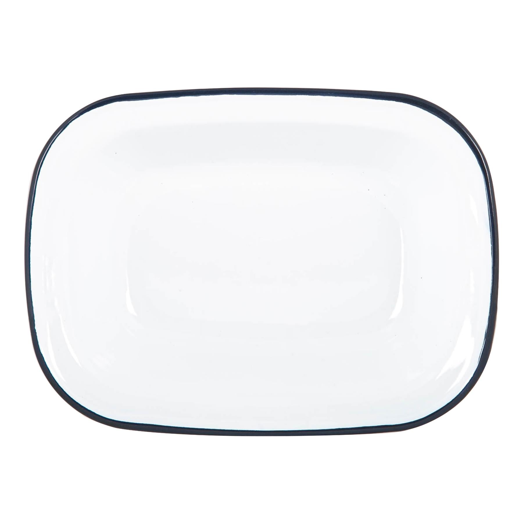 White Enamel Pie Dish - 25.5cm - Navy