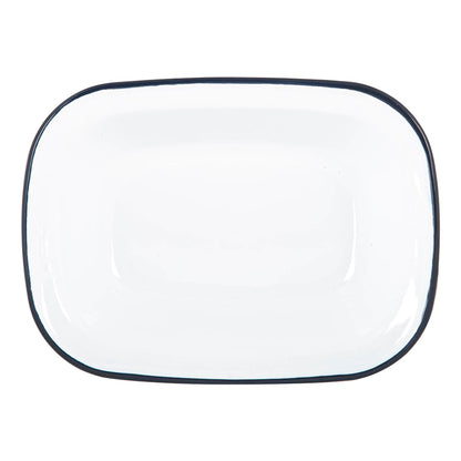 White Enamel Pie Dish - 25.5cm - Navy