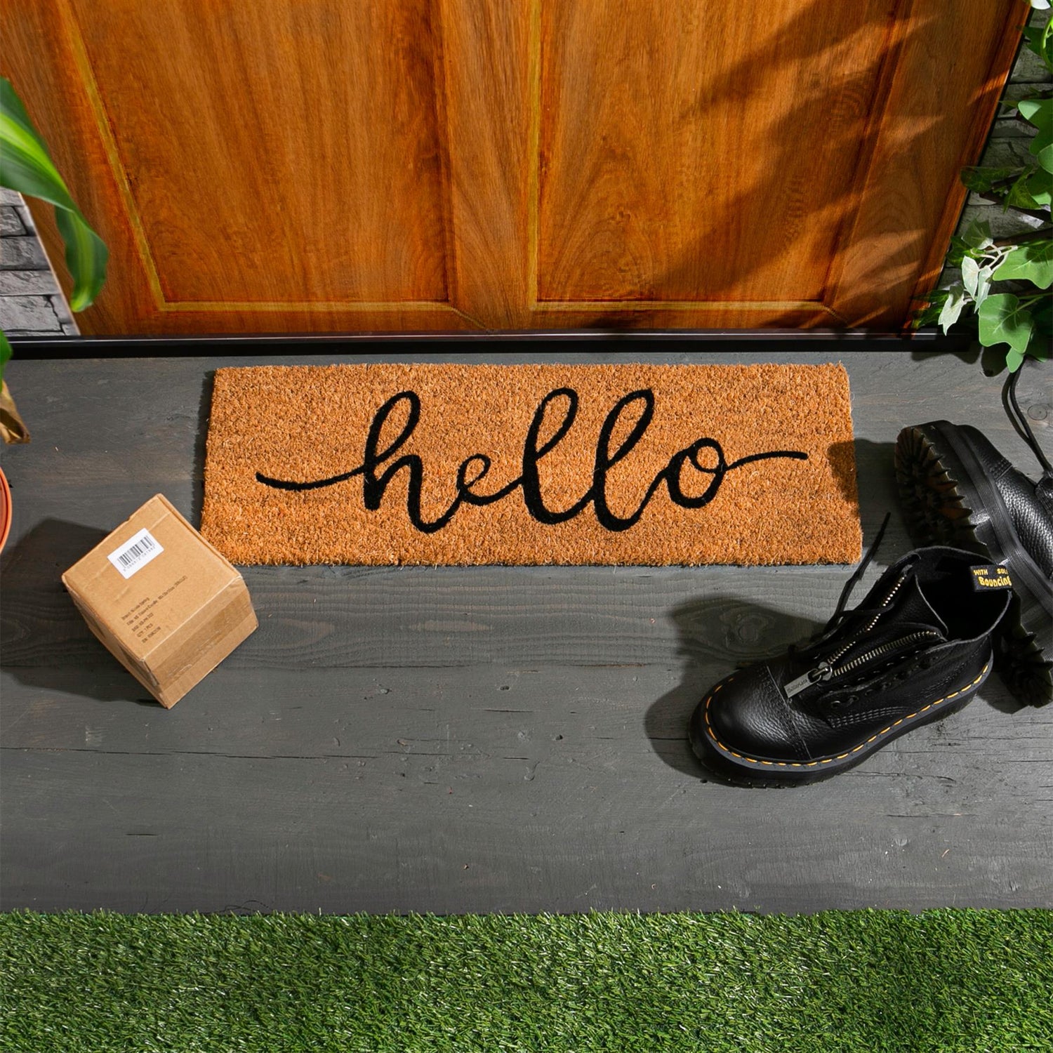 Coir Step Door Mat - 60 x 20cm - Hello