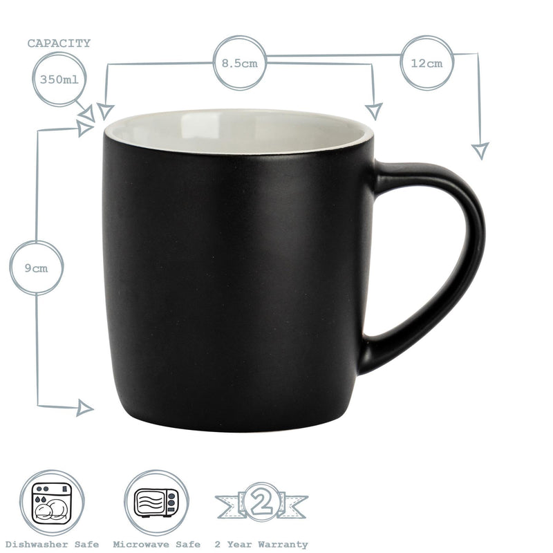 Argon Tableware Contemporary Coffee Mug - Black Matt - 350ml Dimensions