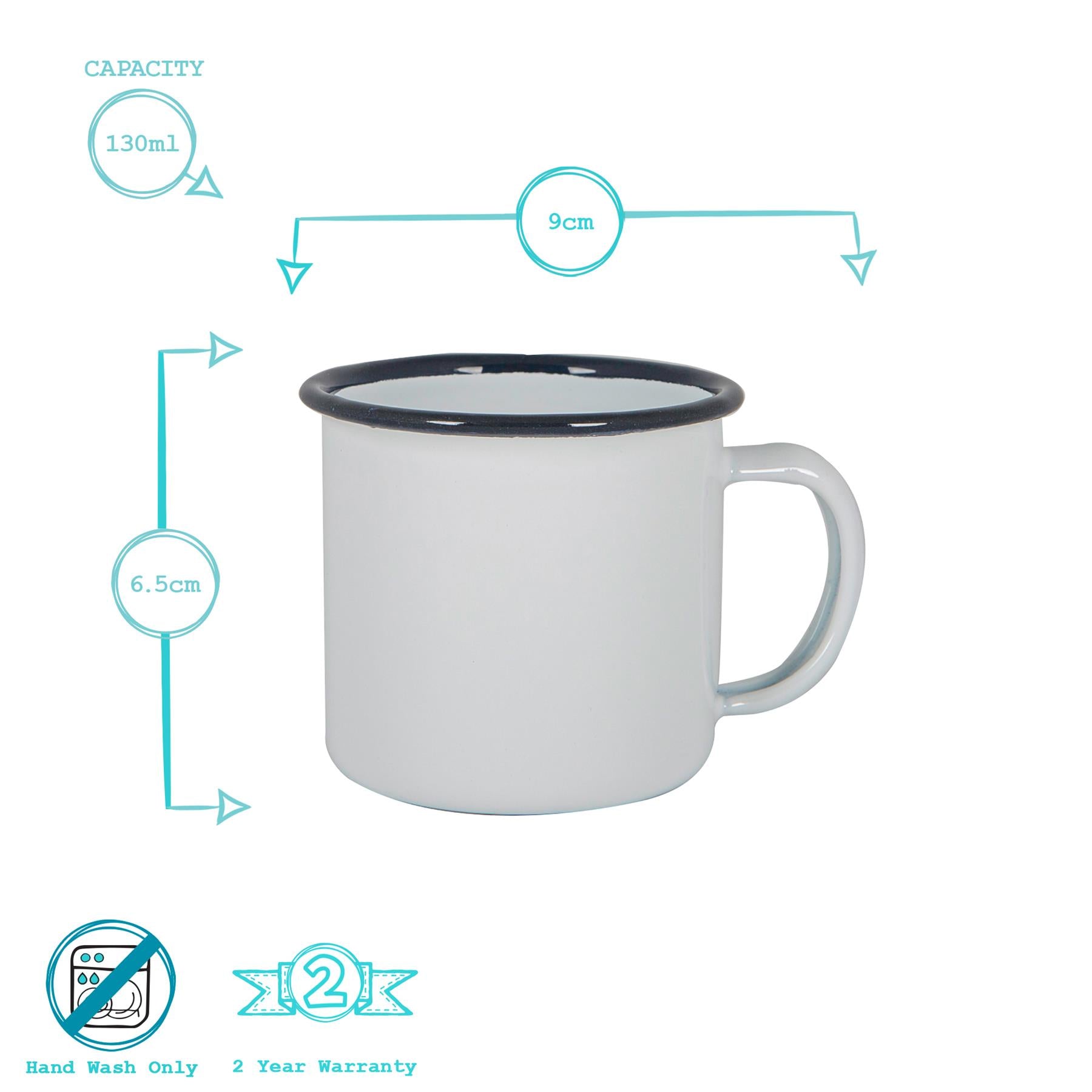 White Enamel Espresso Cup - 130ml - Navy