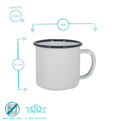 White Enamel Espresso Cup - 130ml - Navy