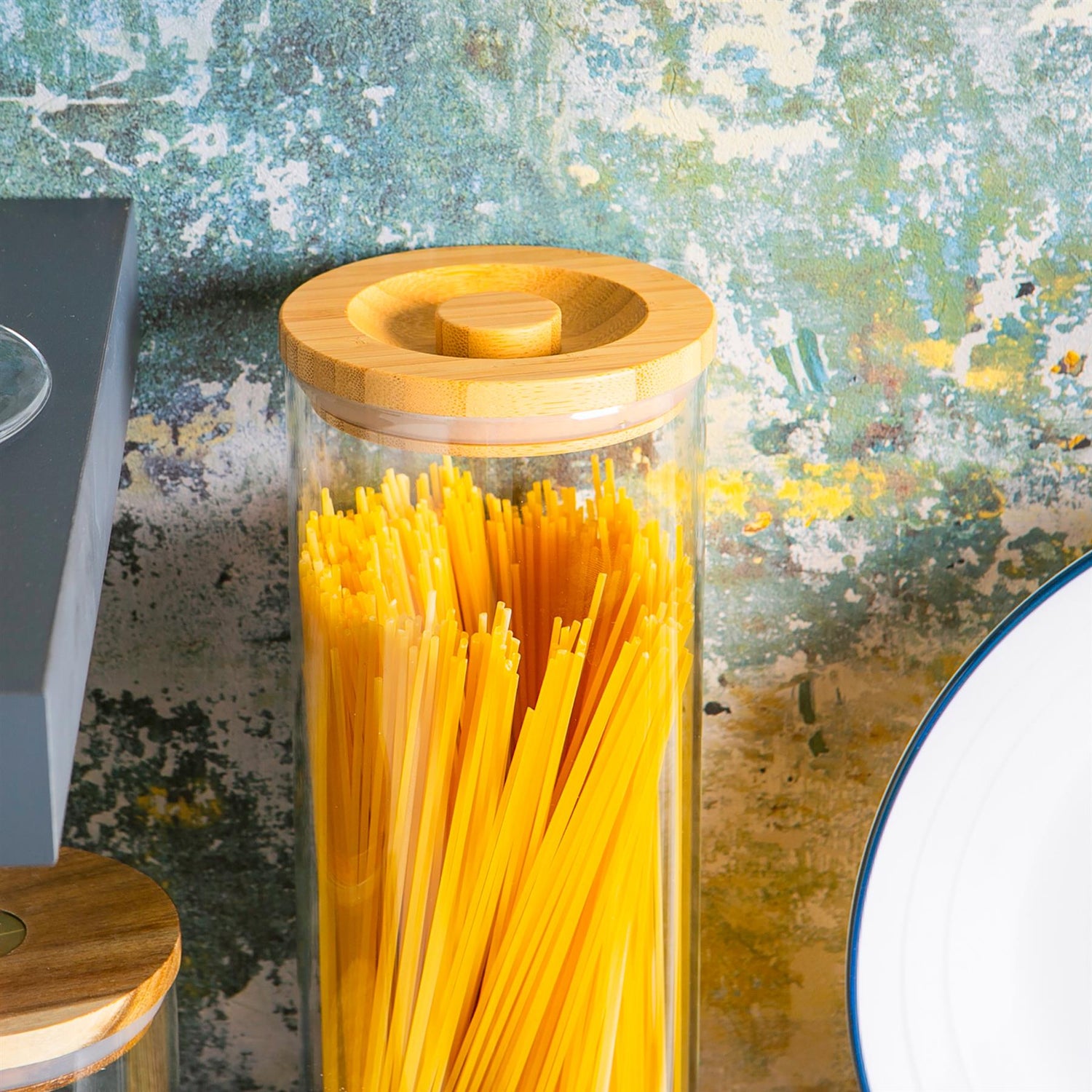 Glass Storage Jar with Wooden Lid - 2 Litre