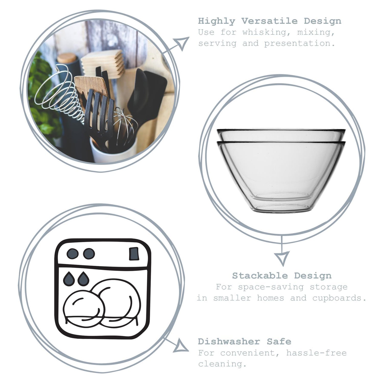 Basic Glass Kitchen Mixing Bowl - 20cm