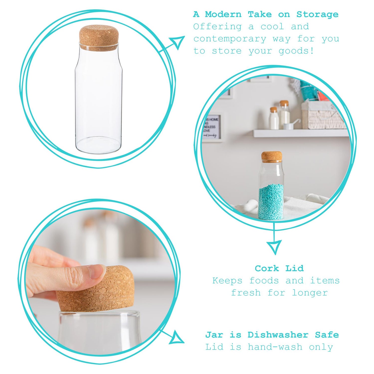 Glass Storage Bottle with Cork Lid - 720ml