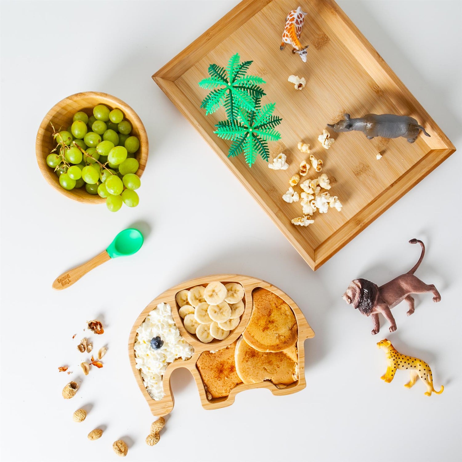Kids Bamboo Suction Plate - Elephant - Brown