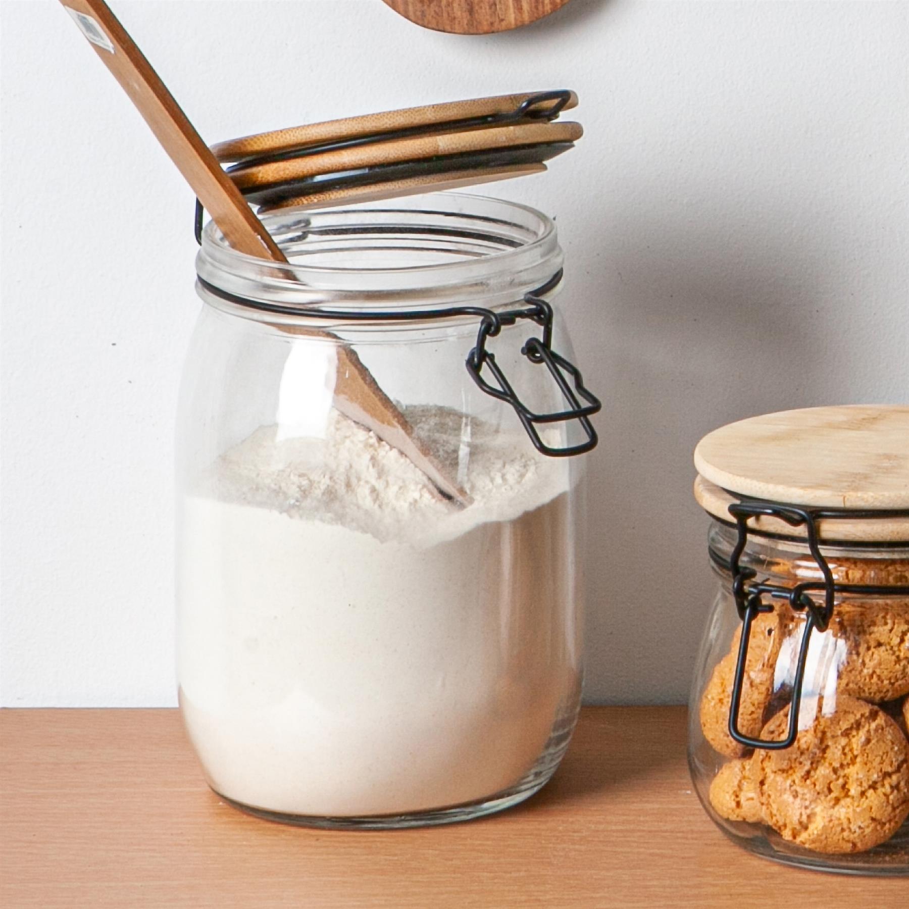 Storage Jar with Wooden Lid - 1000ml - Black Seal