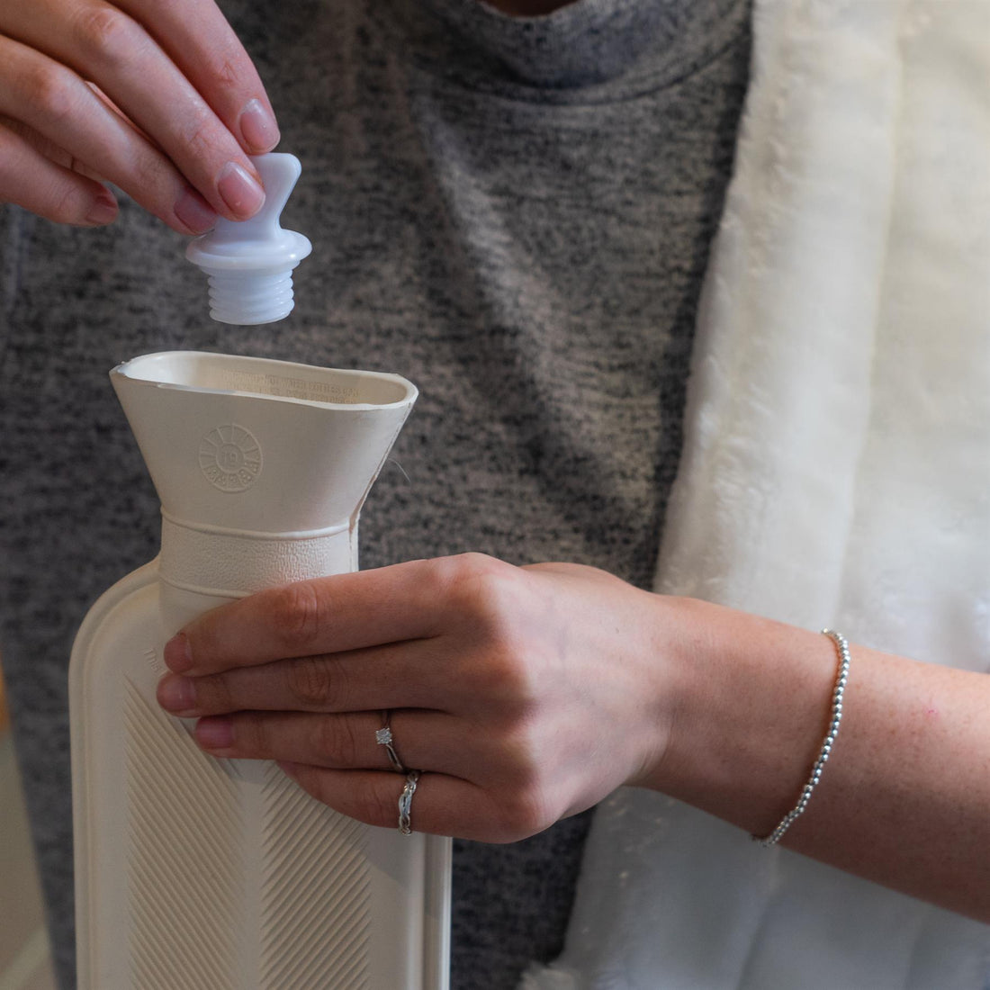 Long Hot Water Bottle - Cream