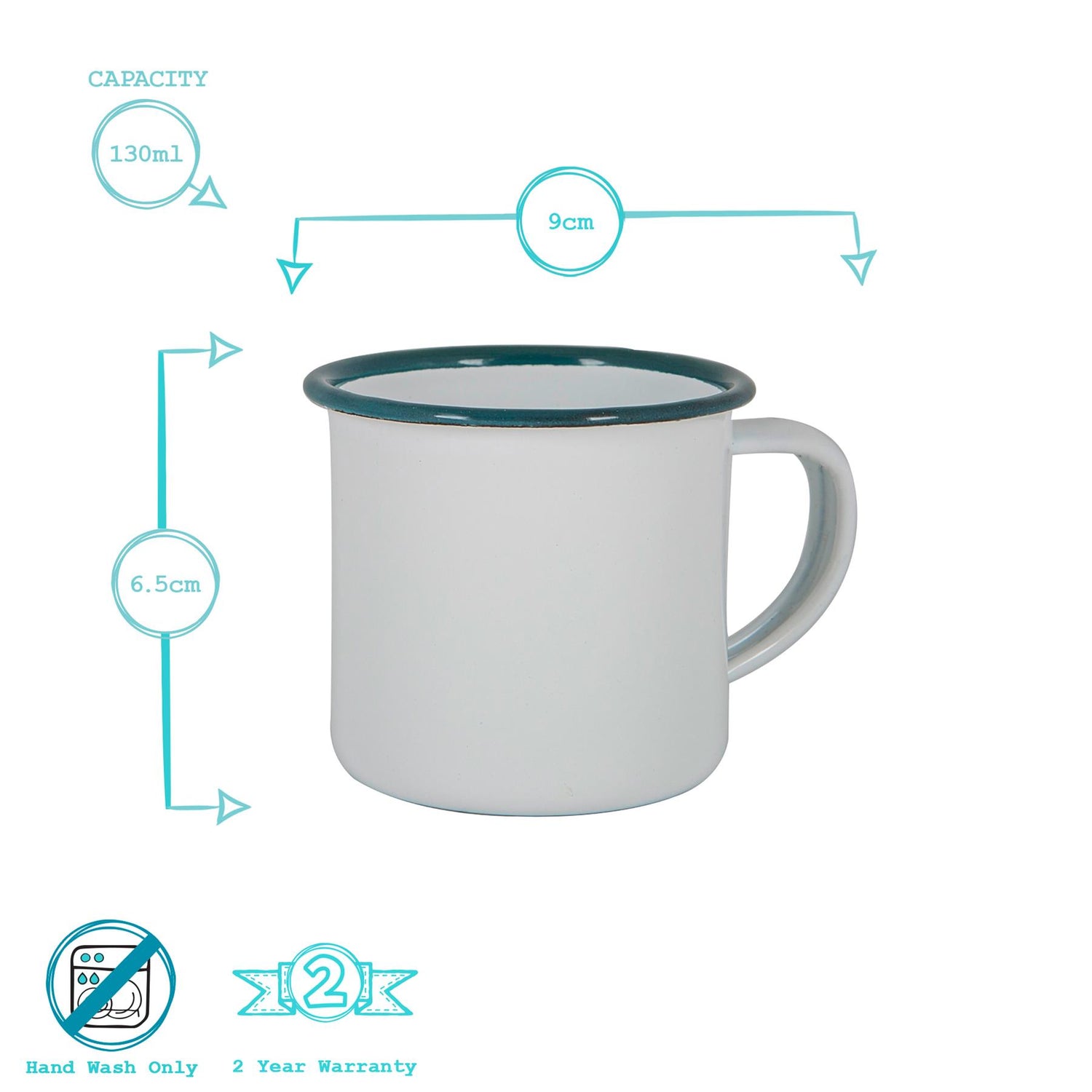 White Enamel Espresso Cup - 130ml - Green