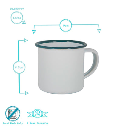 White Enamel Espresso Cup - 130ml - Green