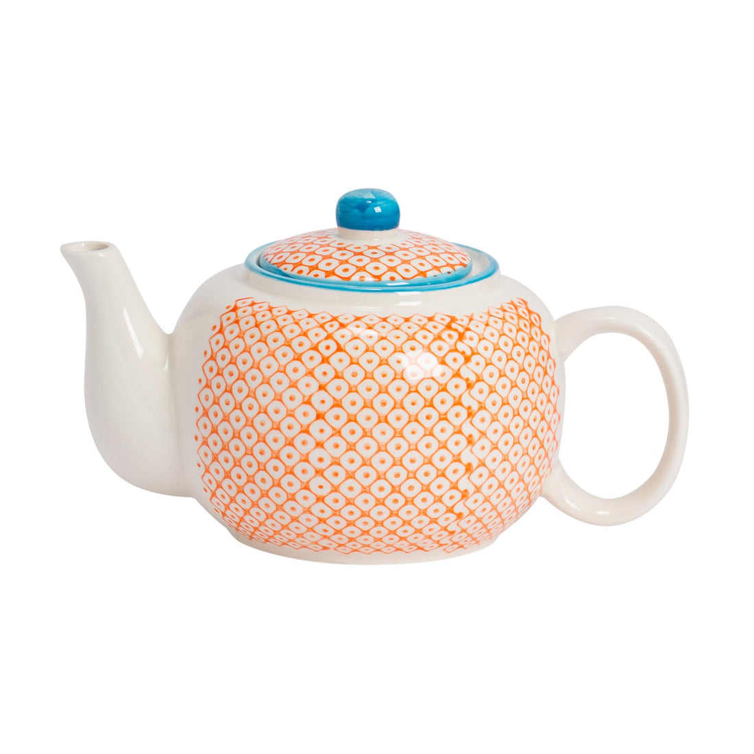 Nicola Spring Hand Printed Teapot - 820ml - Orange