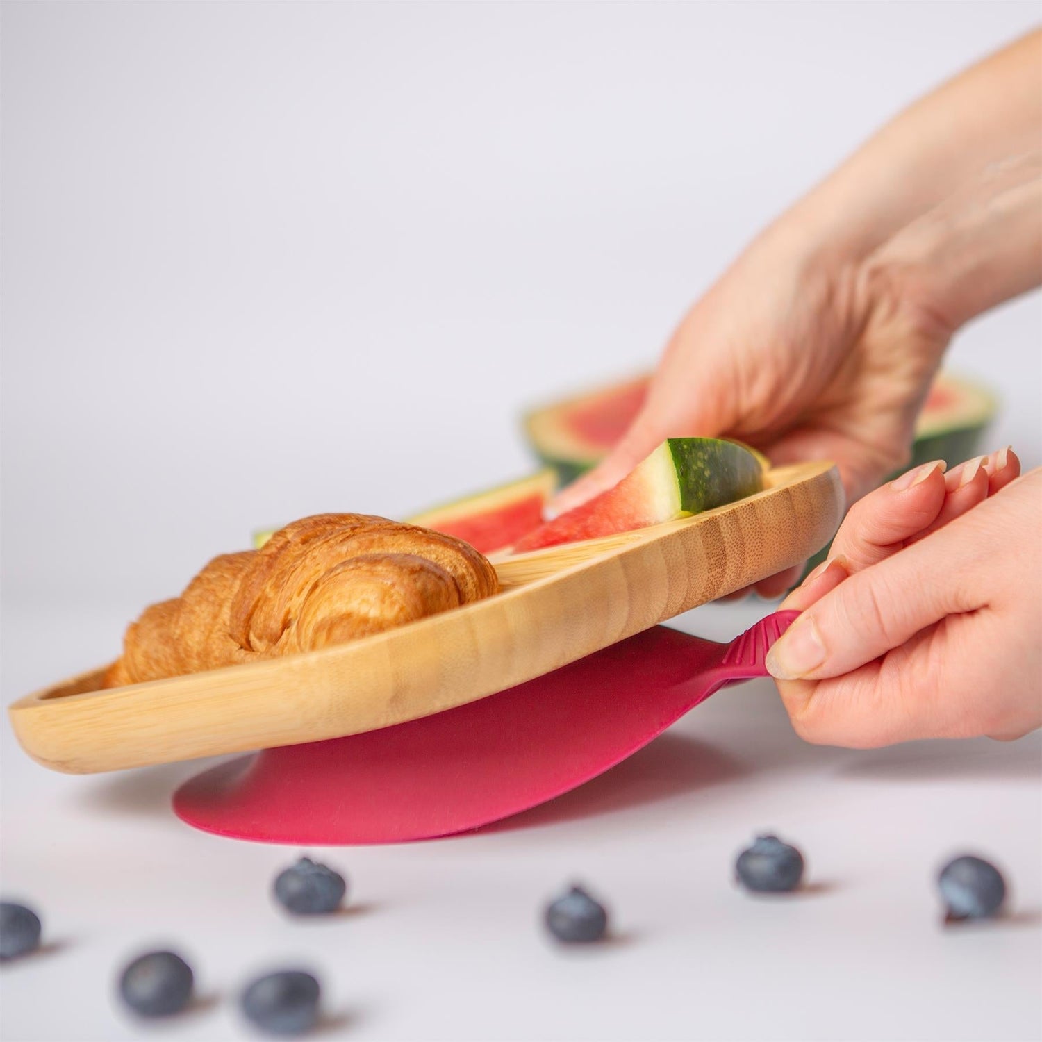 Kids Bamboo Plate Suction Cup - Blue