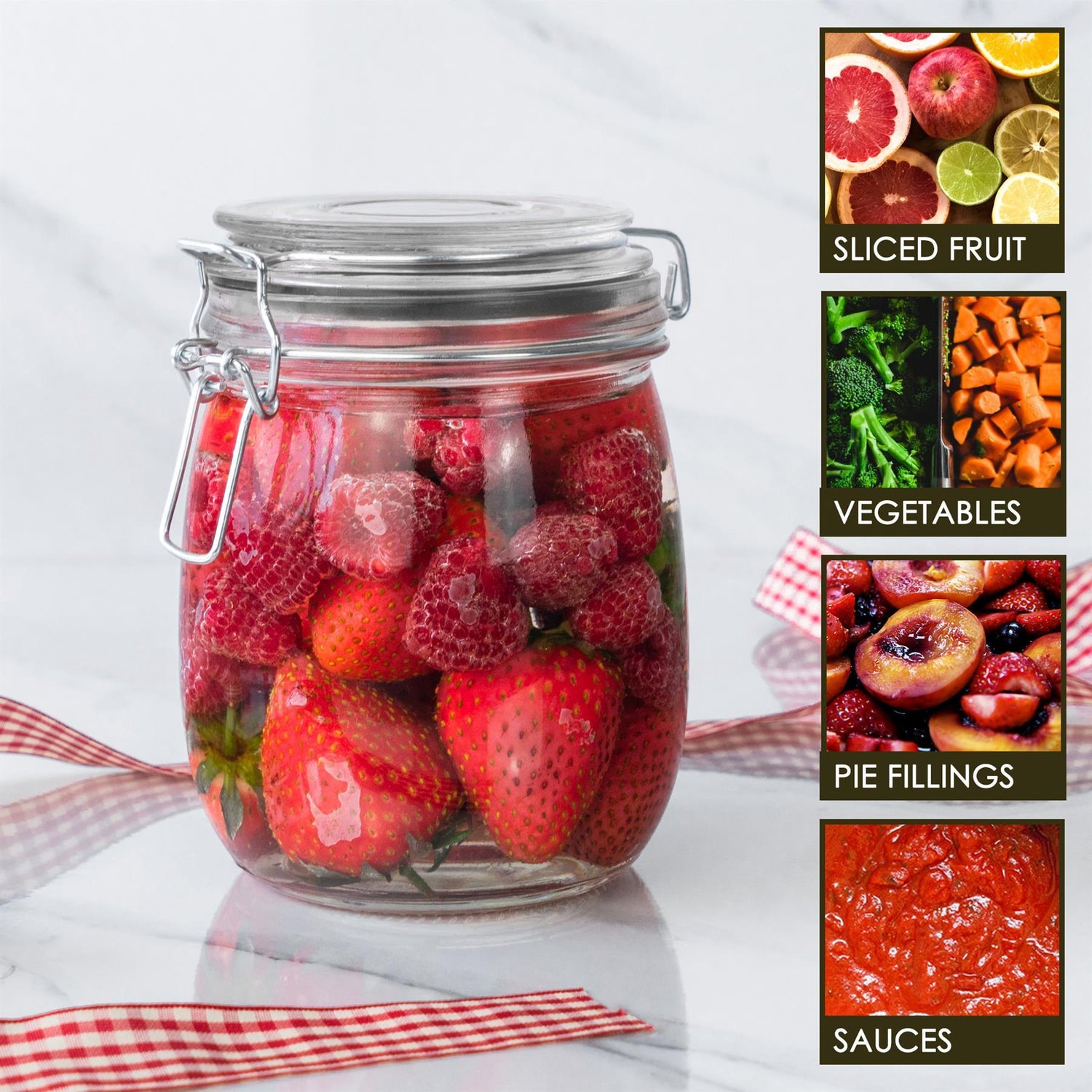 Glass Storage Jar - 750ml - Black Seal