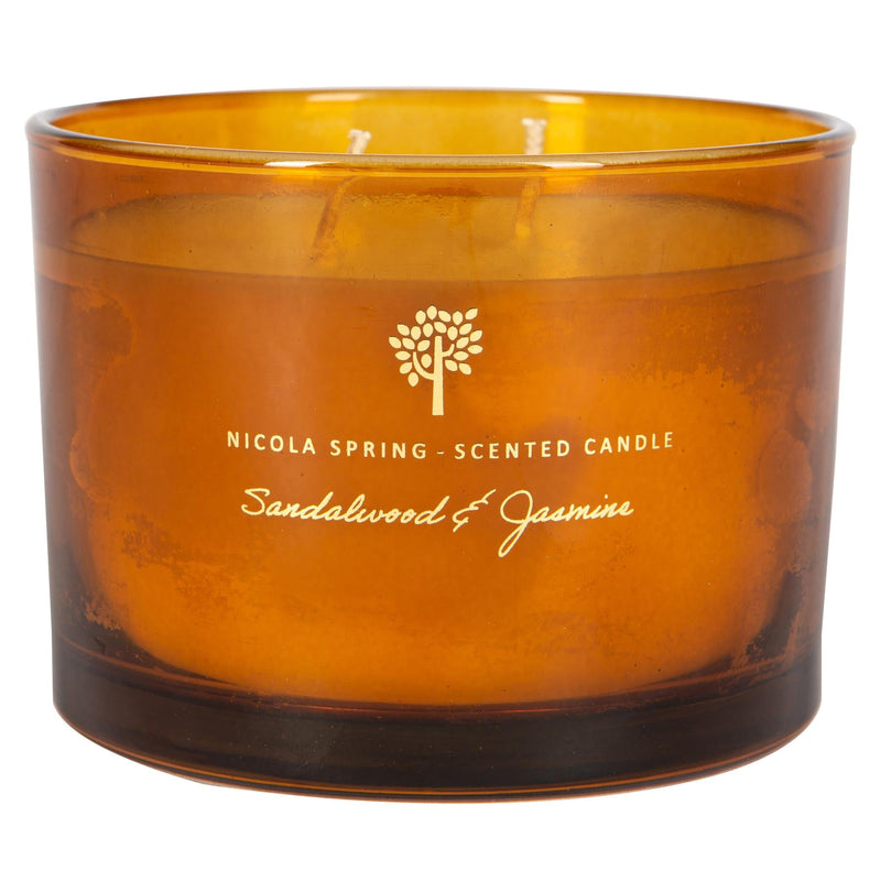 350g Double Wick Sandalwood & Jasmine Soy Scented Wax Candle - By Nicola Spring