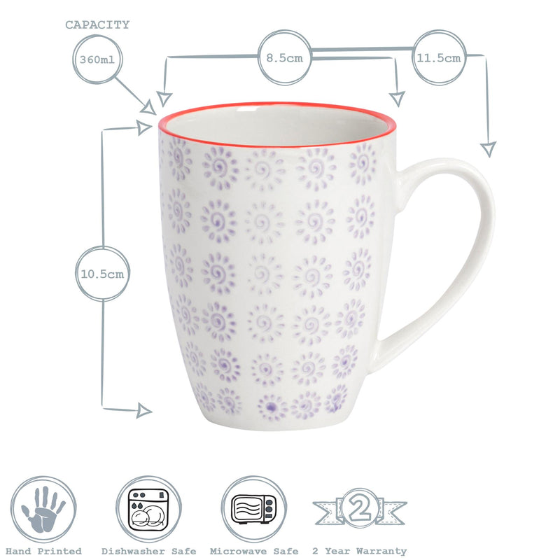 Nicola Spring Hand-Printed Coffee Cup - 360ml - Purple