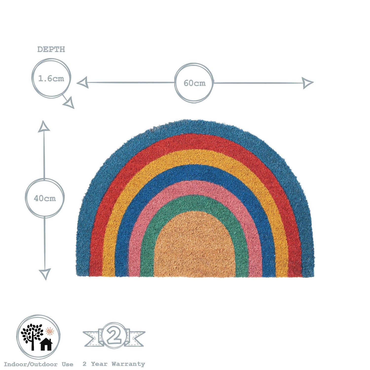 Door Mat - 60 x 40 cm - Rainbow