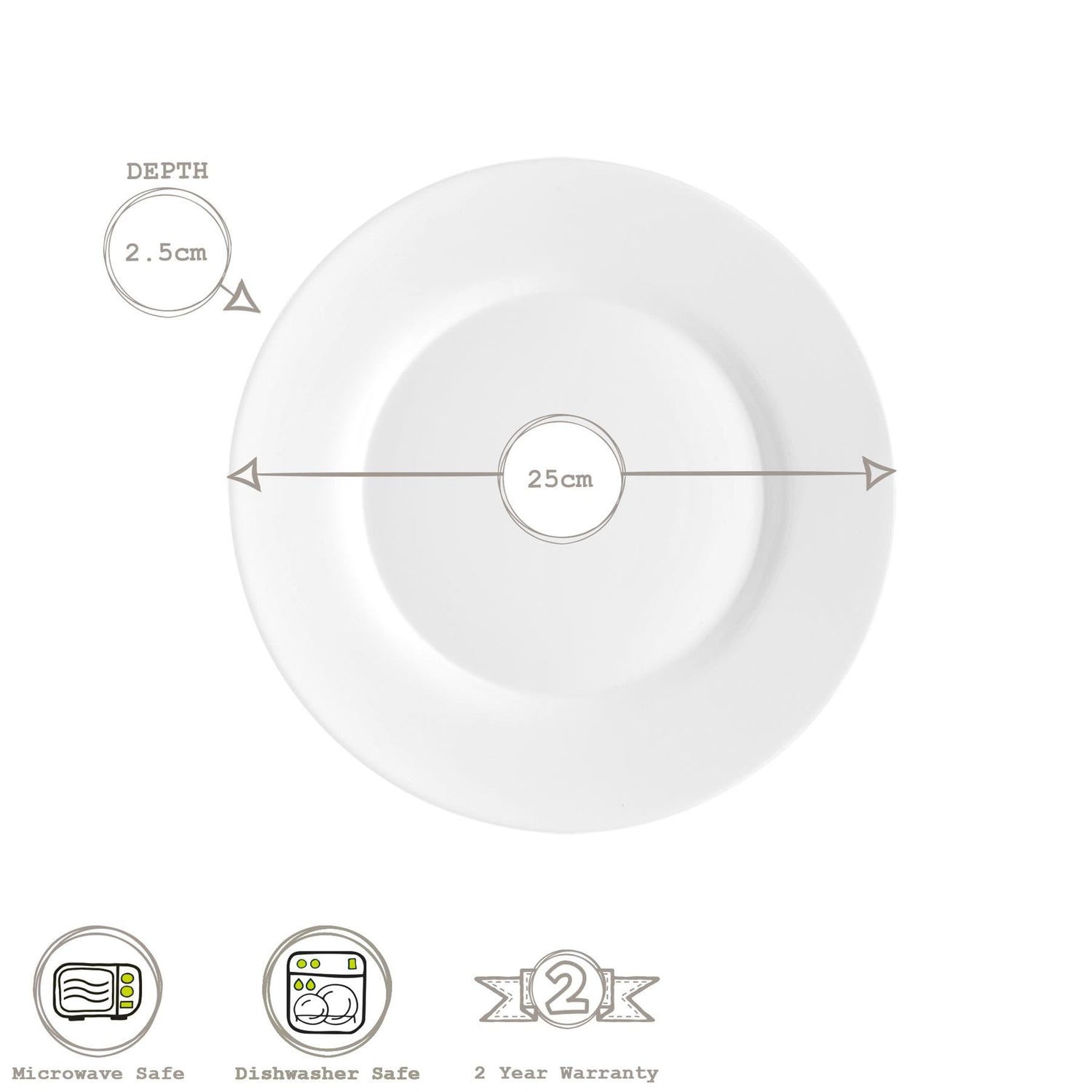 White 25cm Toledo Glass Dinner Plate