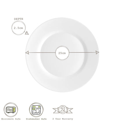 White 25cm Toledo Glass Dinner Plate