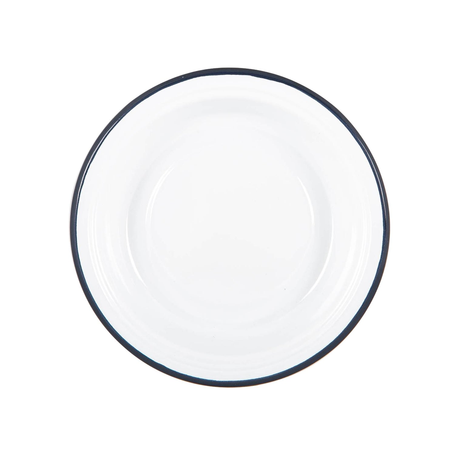 White Enamel Deep Bowl - 19cm - Navy