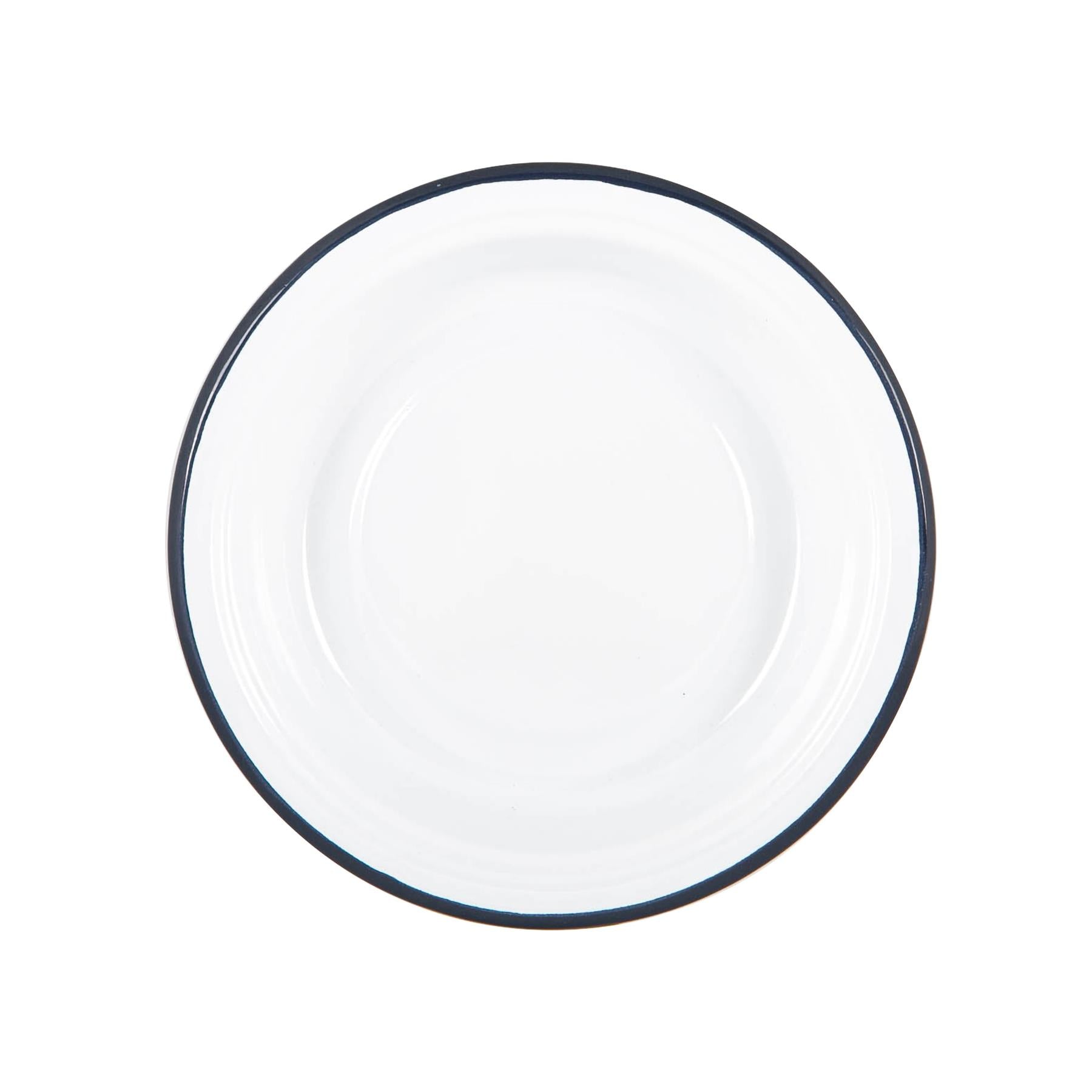 White Enamel Deep Bowl - 19cm - Navy