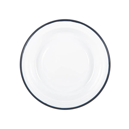 White Enamel Deep Bowl - 19cm - Navy