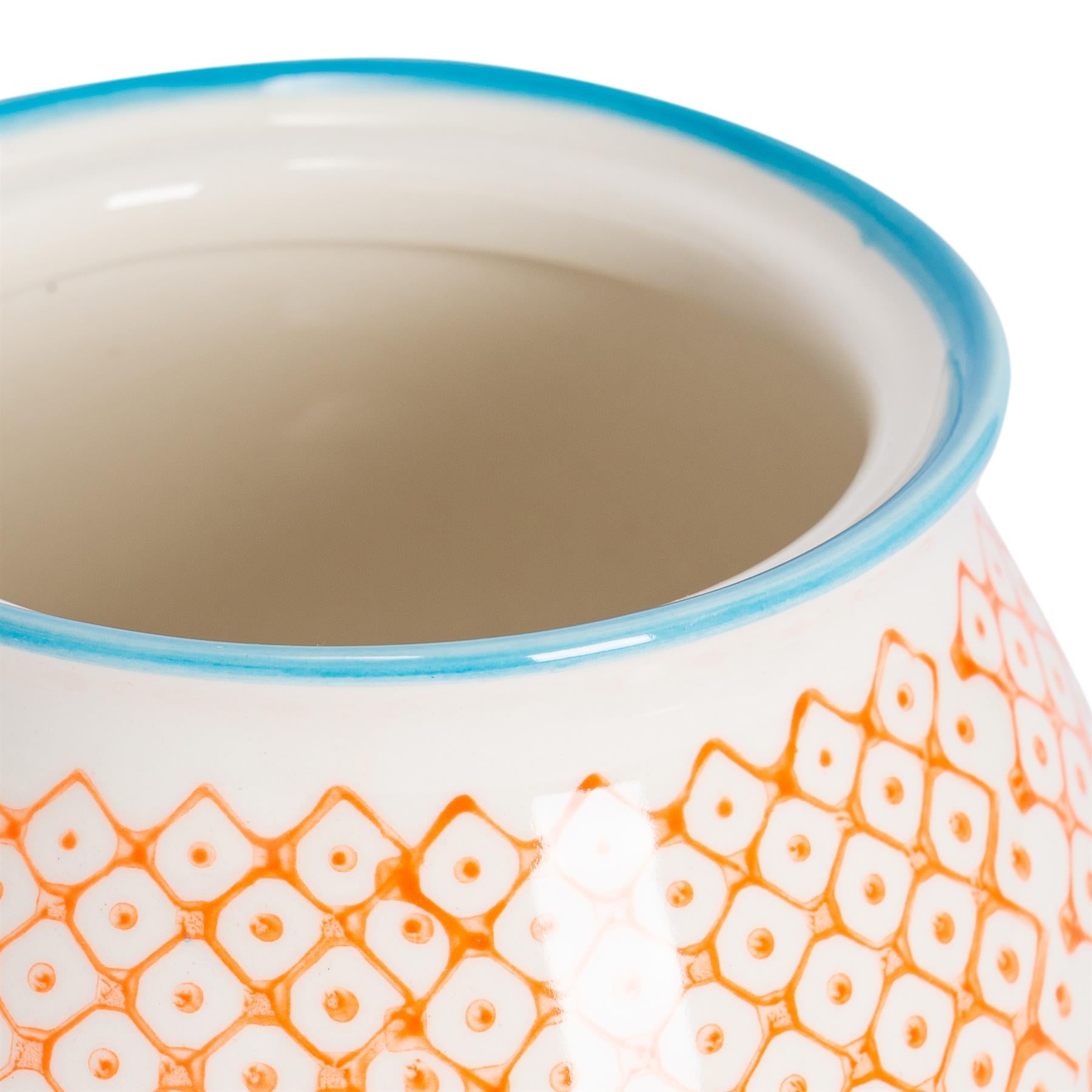 Hand-Printed Sugar Bowl - 10.5cm - Orange