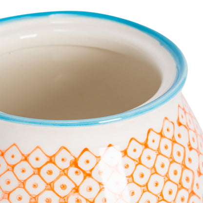 Hand-Printed Sugar Bowl - 10.5cm - Orange