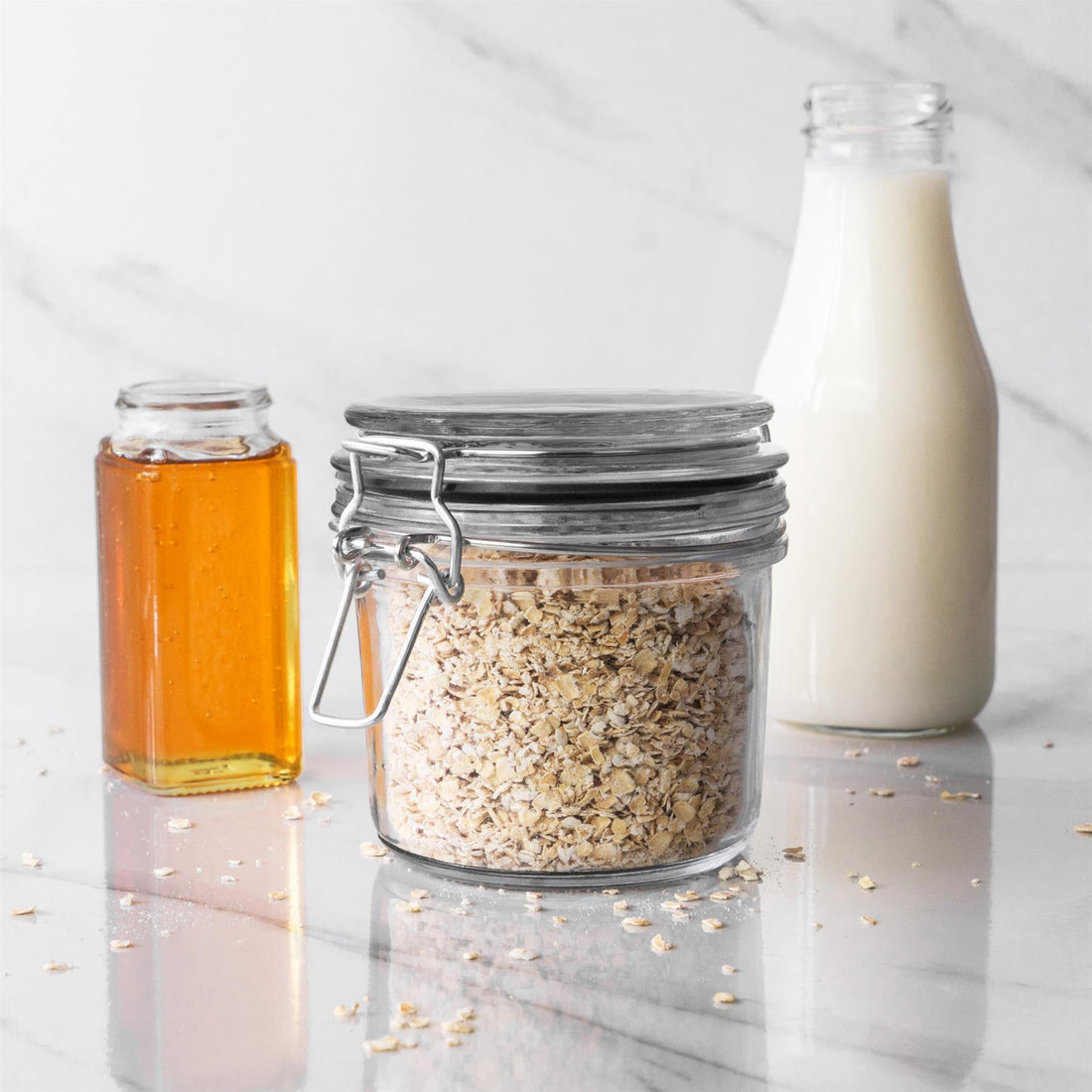Glass Storage Jar - 350ml - Black Seal