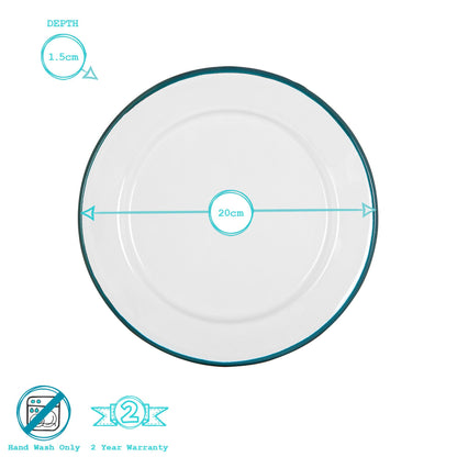 White Enamel Side Plate - 20cm - Green