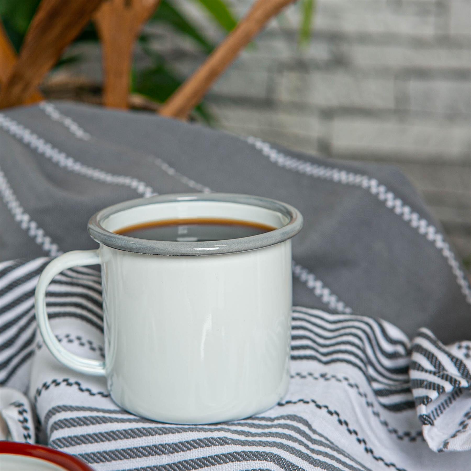 White Enamel Mug - 375ml - Grey