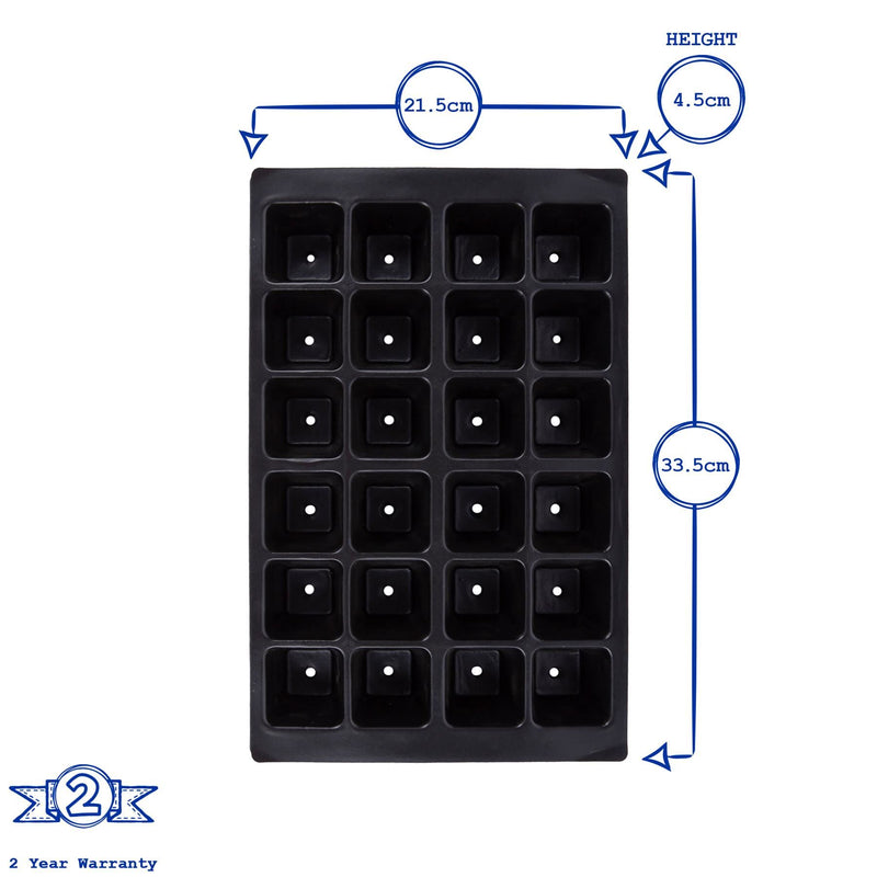 24pc Black Plastic Seed Starting Trays Set - Pack of 3 - By Green Blade