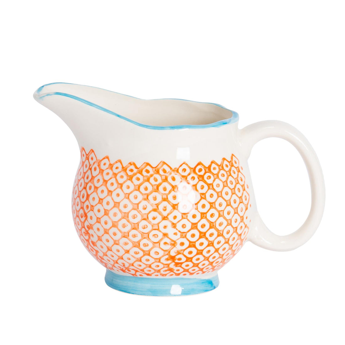 Nicola Spring Hand Printed Milk Jug - 300ml - Orange
