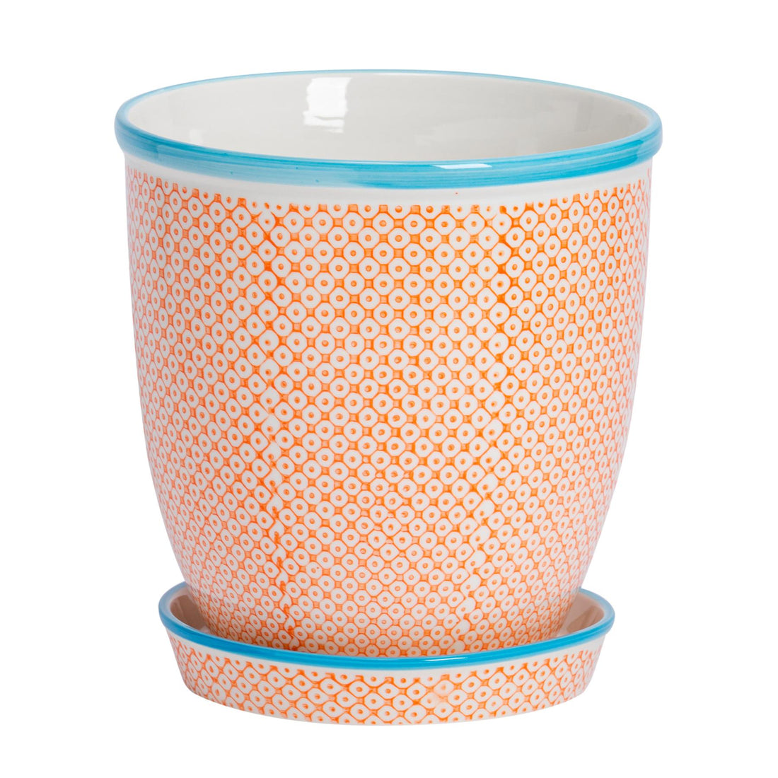 Nicola Spring Hand Printed Plant Pot - 20cm - Orange