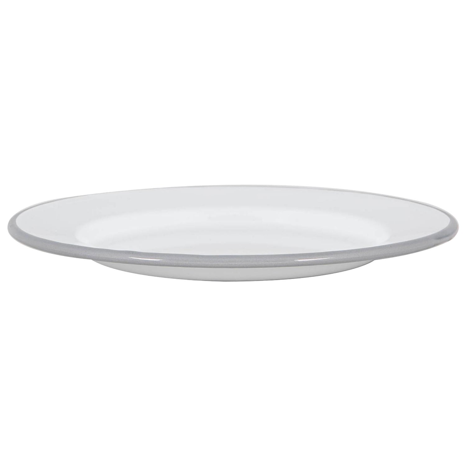 White Enamel Dinner Plate - 25.5cm - Grey