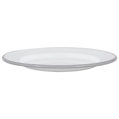 White Enamel Dinner Plate - 25.5cm - Grey