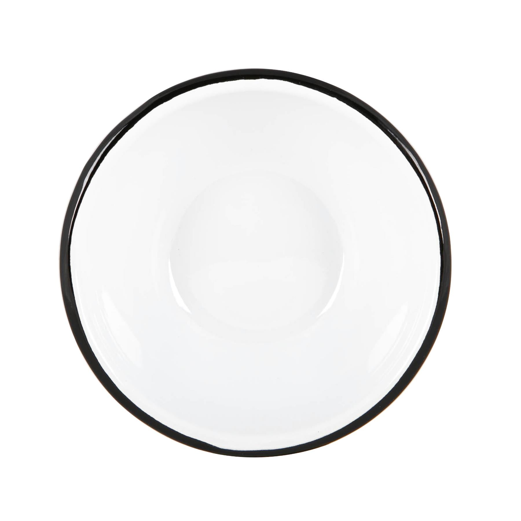 White Enamel Bowl - 16cm - Black