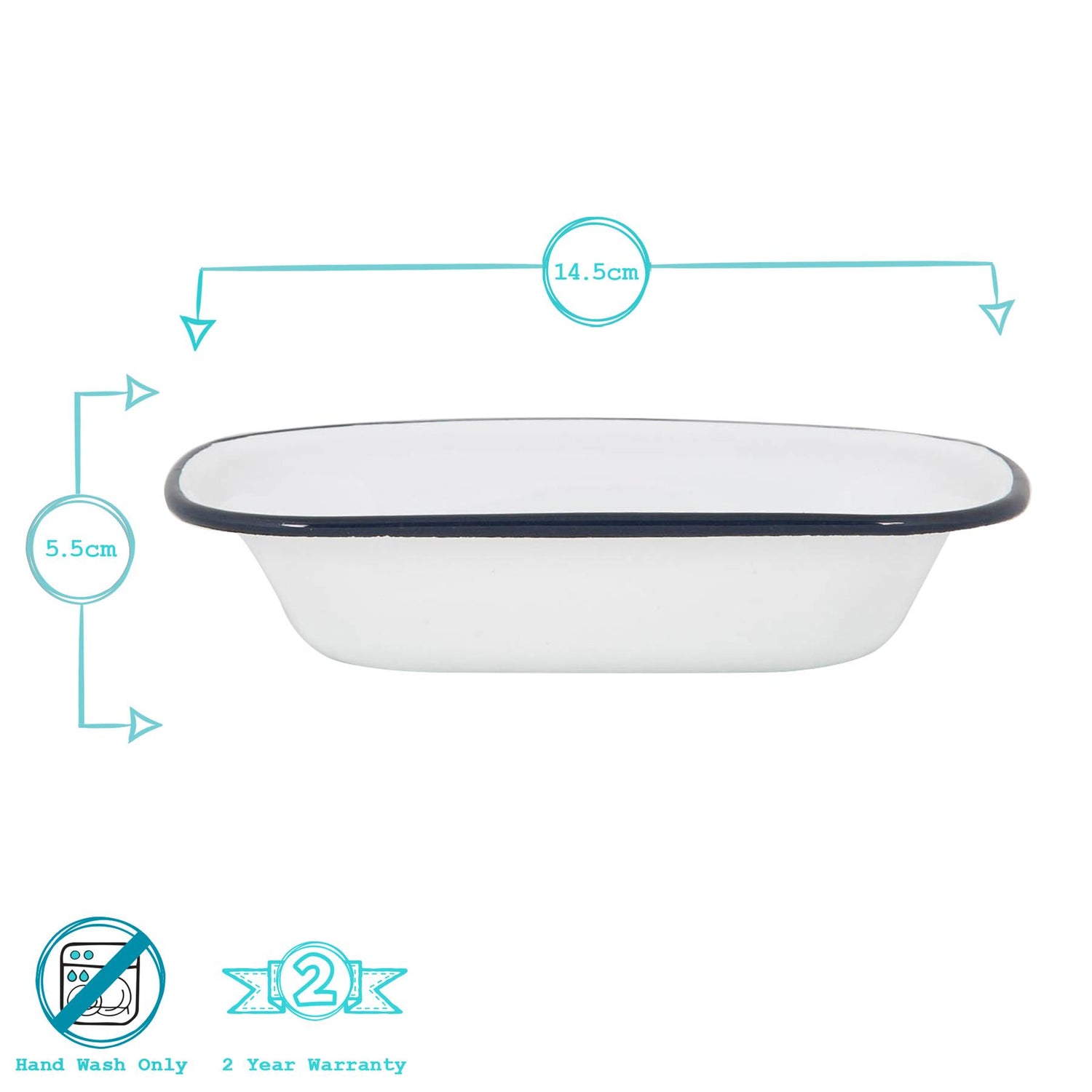 White Enamel Pie Dish - 20cm - Navy