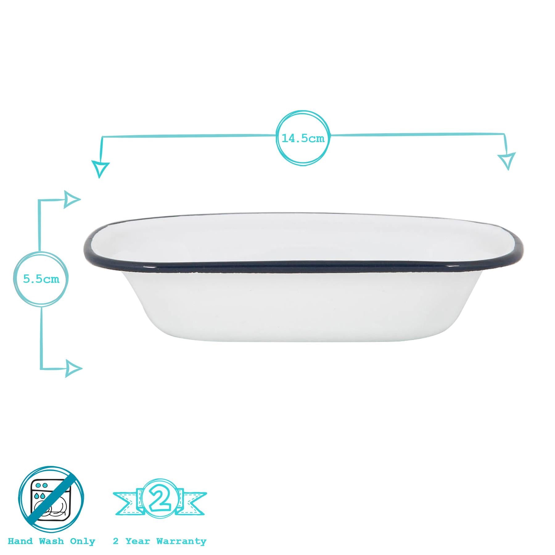 White Enamel Pie Dish - 20cm - Navy