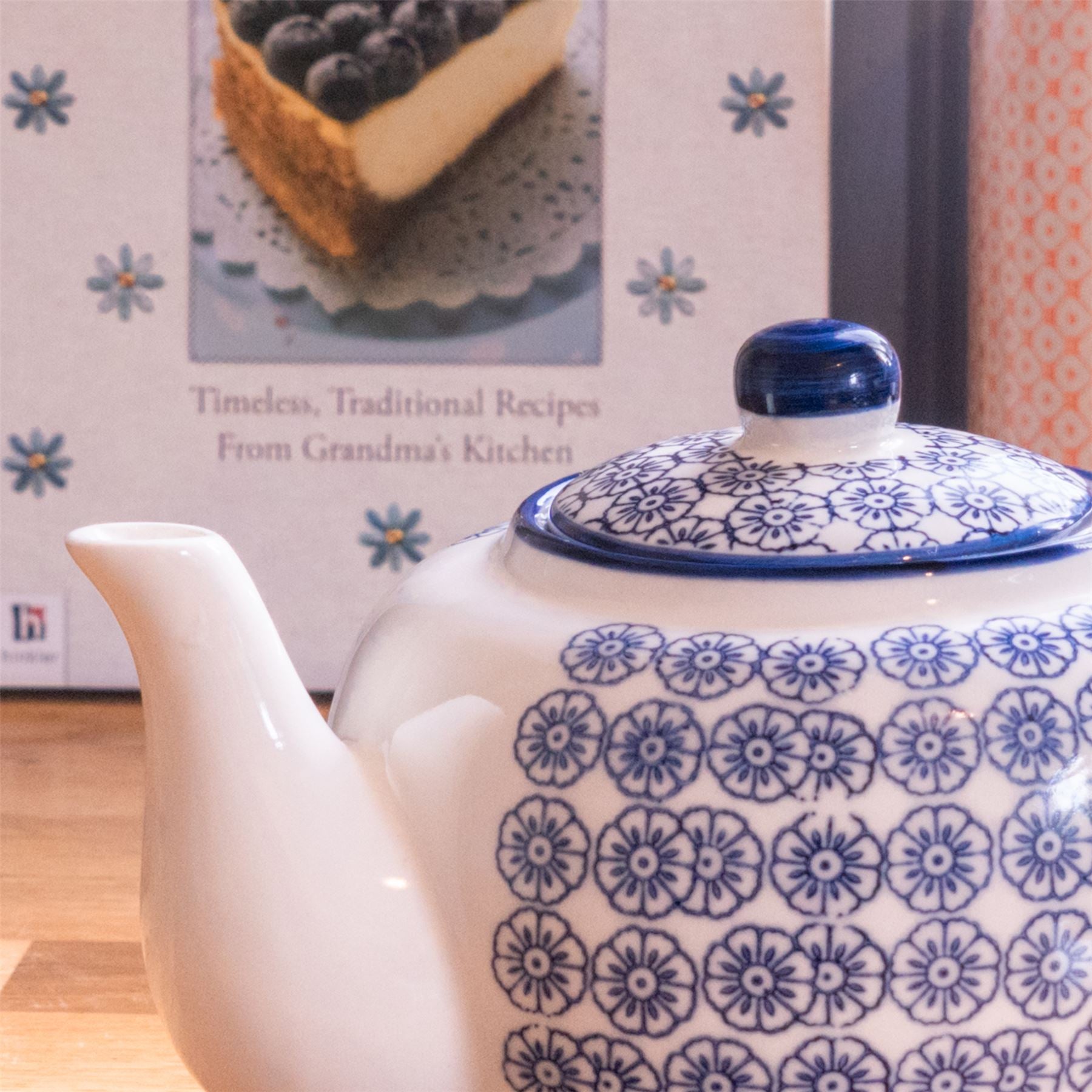 Hand-Printed Teapot - 820ml - Navy