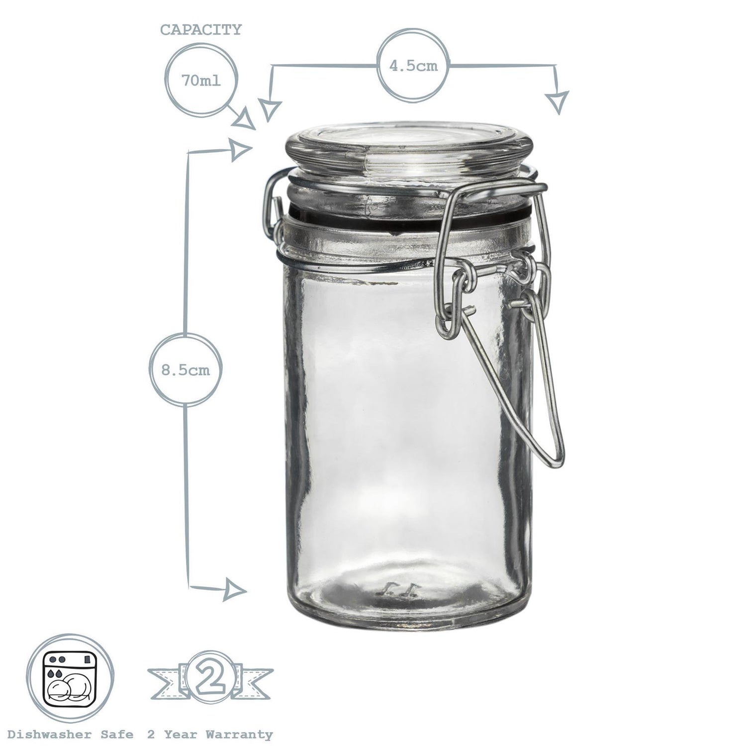 Glass Storage Jar - 70ml - Black Seal