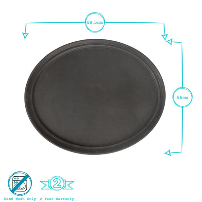 Black 68cm Oval Non-Slip Serving Tray