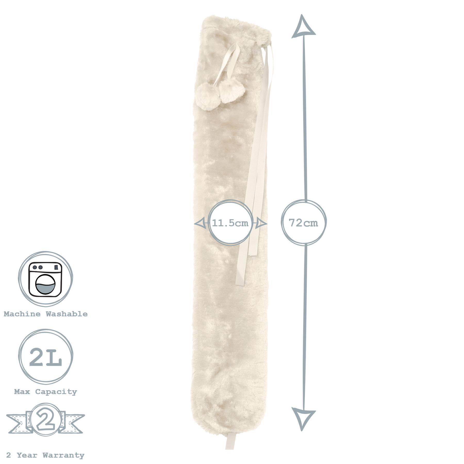 Long Hot Water Bottle Cover - Plush - Cream
